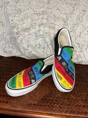Vans Unisex Classic Vans Spirit Multicolor Slip On Shoes - Size 5M/6.5W rainbow